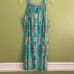 EUC Aryeh Sleeveless Print Keyhole Mini Dress